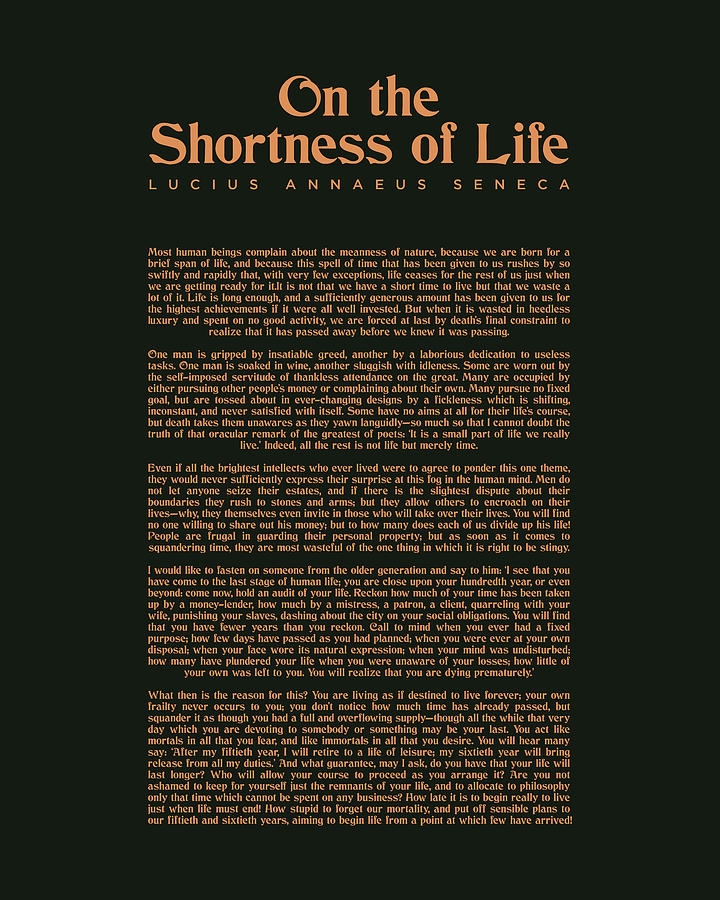 Typography Digital Art - On the Shortness of Life 03  - Lucius Annaeus Seneca Quote -  Literature Print  by Studio Grafiikka