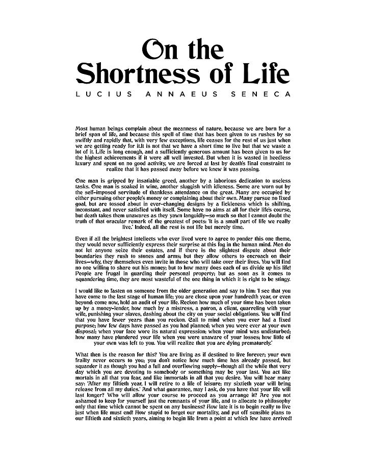 Typography Digital Art - On the Shortness of Life 01  - Lucius Annaeus Seneca Quote -  Literature Print  by Studio Grafiikka