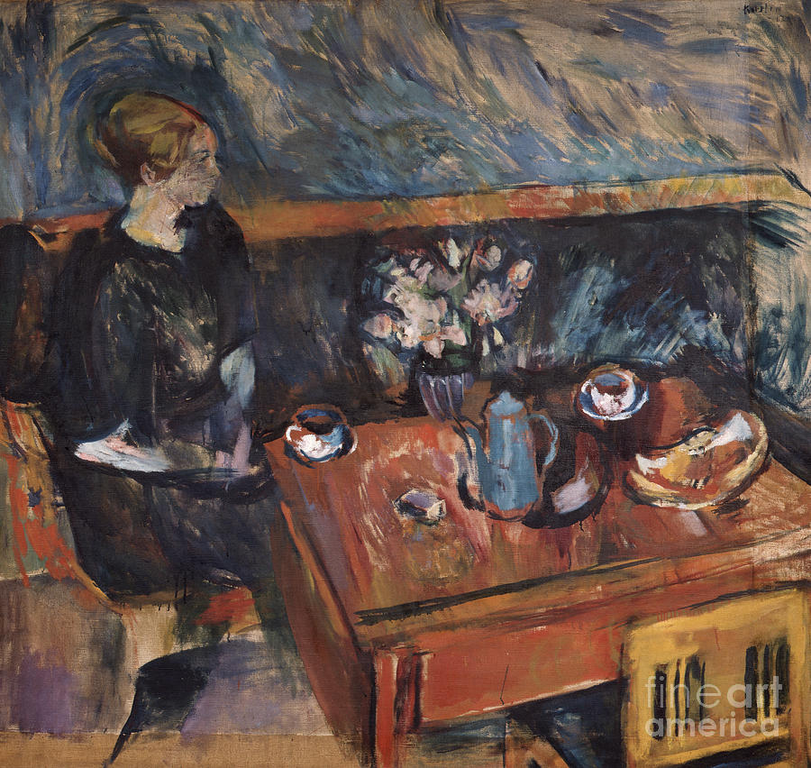 On the sofa, 1917 Painting by O Vaering by Ludvig Karsten