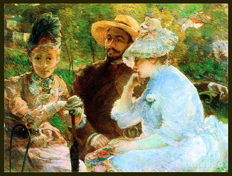 On the Terrace at Sevres 1880 Painting by Marie Bracquemond