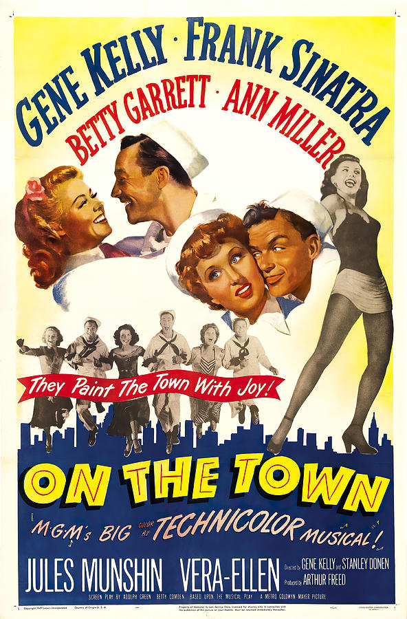 Gene Kelly Mixed Media - On the Town - 1949 #1 by Movie World Posters