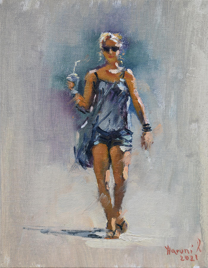 Portrait Painting - On the Walk by Ylli Haruni