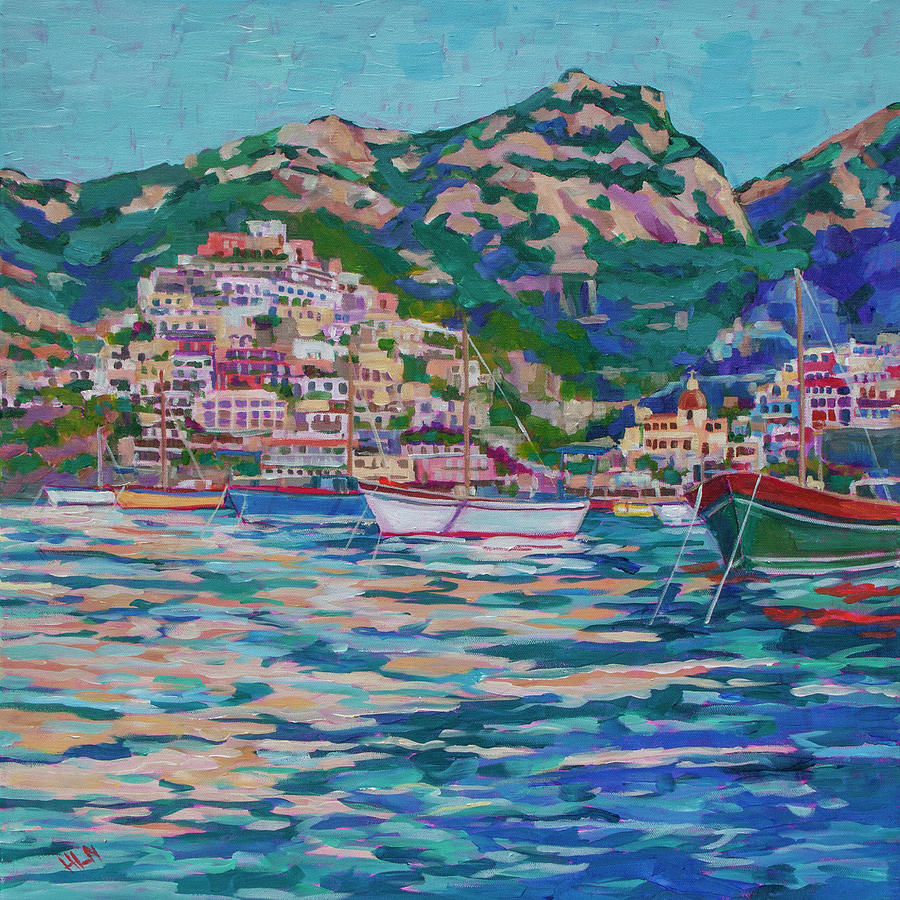 On the Water- Positano Painting by Heather Nagy