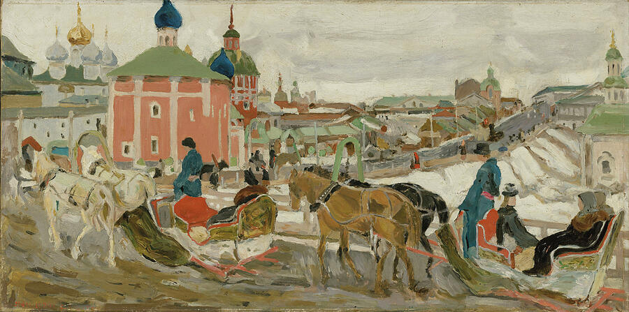 Sergiyev Posad Painting -  On the way to the Trinity Lavra of St by MotionAge Designs