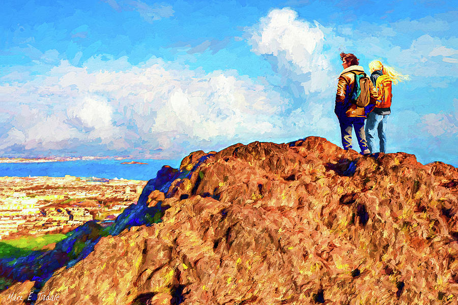 On Top Of The World In Edinburgh - Arthurs Seat Mixed Media by Mark E Tisdale