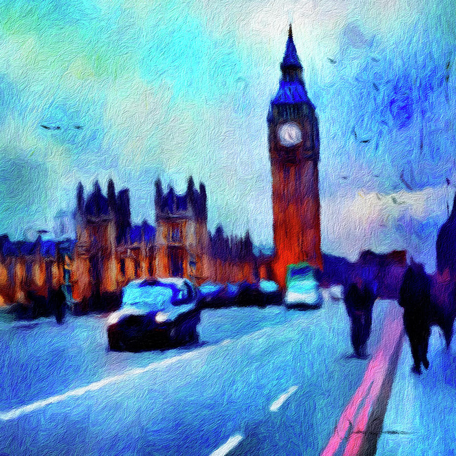 On Westminster Bridge and Taxi Digital Art by Nicky Jameson