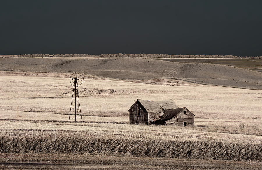 Once Upon a Home - abandoned farm home and windmill in Williams County ND Photograph by Peter Herman