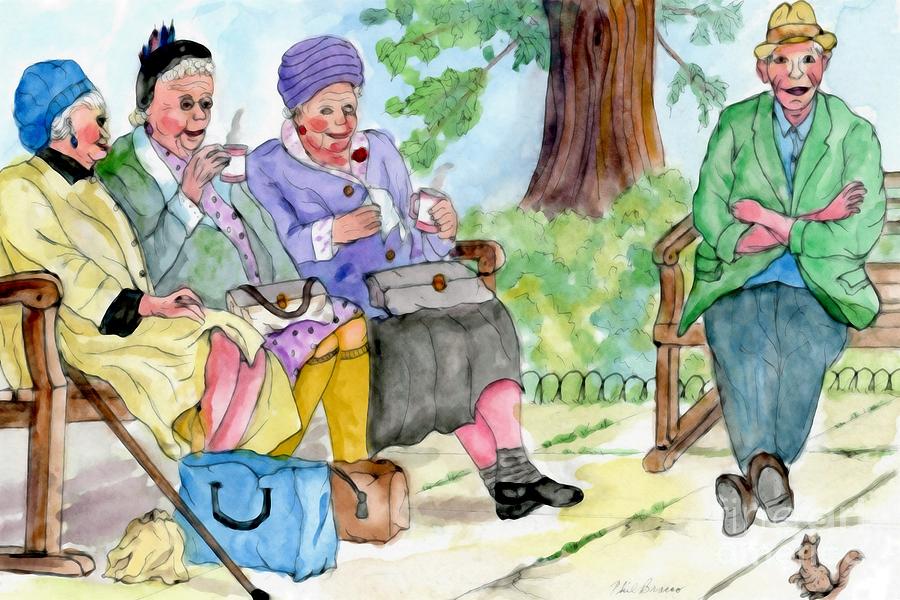 Once Upon A Park Bench When Women Painting by Philip And Robbie Bracco