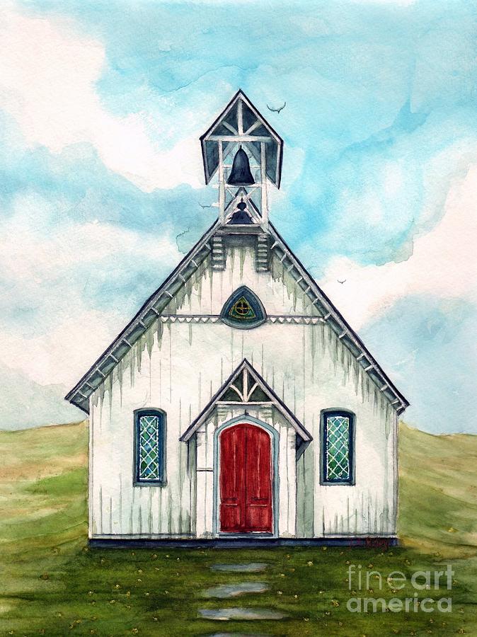 Country Church - Once upon a Sunday  Painting by Janine Riley
