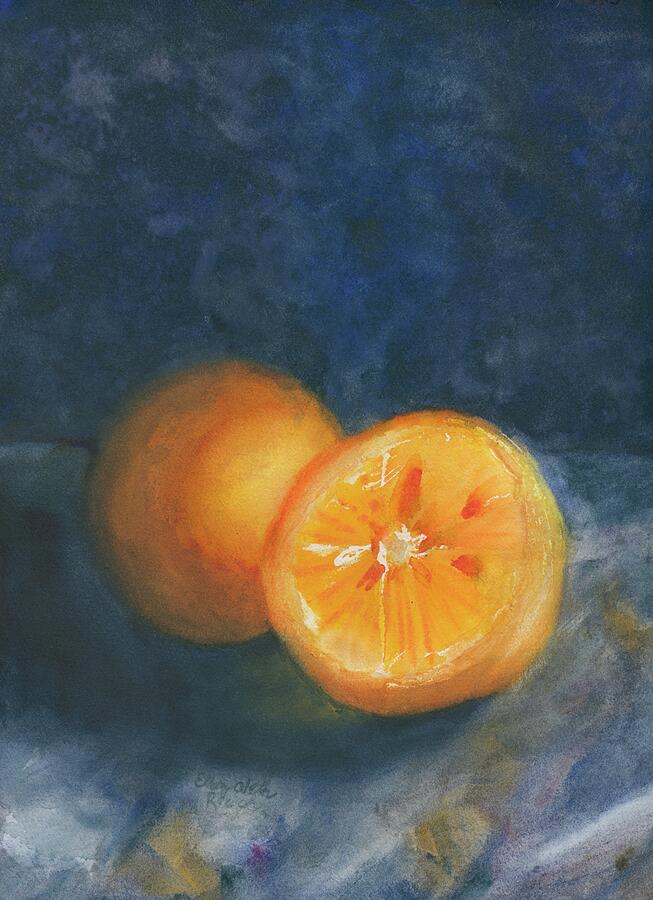 Still Life Painting - One and a Half Oranges by Elizabeth Reich