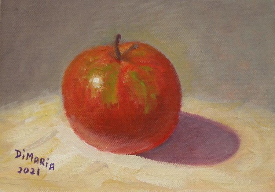 One Apple on White Cloth Painting by Donelli  DiMaria