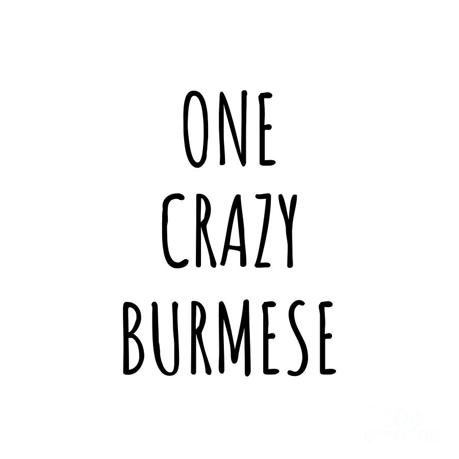Burmese Digital Art - One Crazy Burmese Funny Burma Gift for Unstable Men Mad Women Nationality Quote Him Her Gag Joke by Jeff Creation