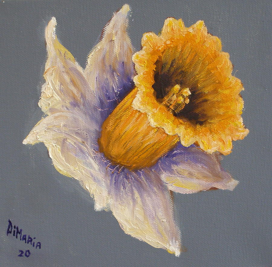Realism Painting - One Daffodil by Donelli  DiMaria