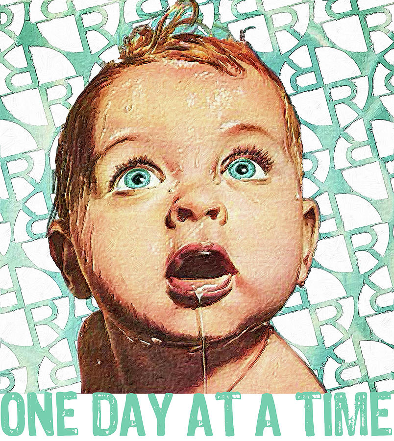 One Day At A Time AA Sober NA Baby Tee Tees T-Shirt Painting by Tony Rubino