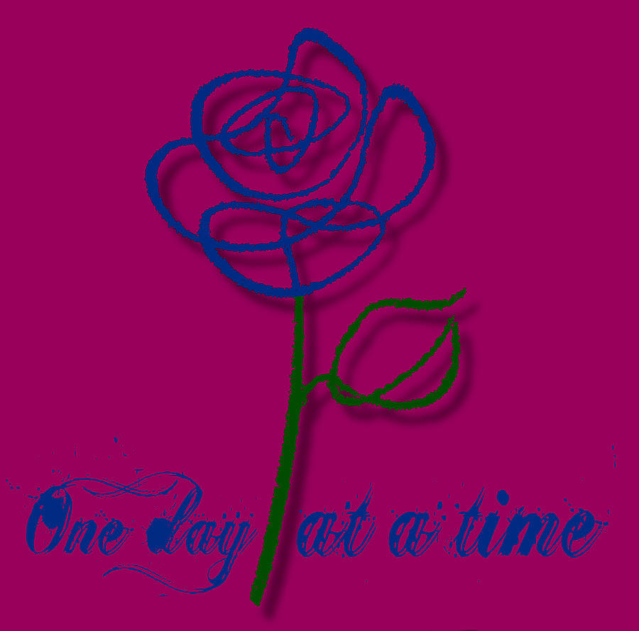 One Day At A Time AA Sober NA Flower Tee Tees T-Shirt Painting by Tony Rubino