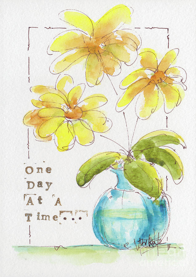 One Day At A Time Yellow Daisies Painting by Pat Katz