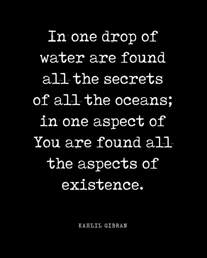 One Drop Of Water - Kahlil Gibran Quote - Literature - Typewriter Print 1 - Black Digital Art