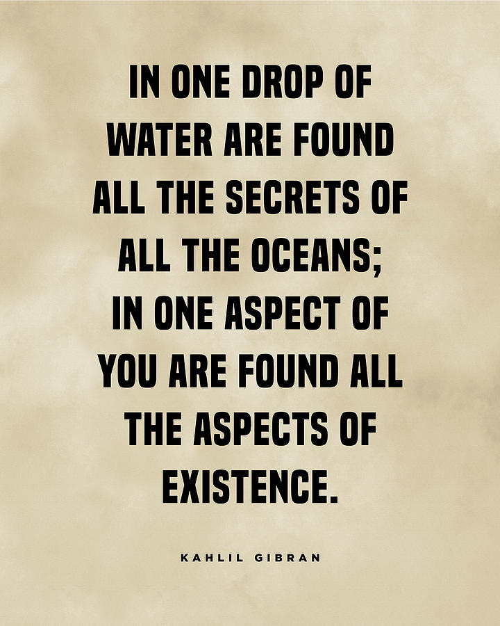 One Drop Of Water - Kahlil Gibran Quote - Literature - Typography Print 1 - Vintage Digital Art