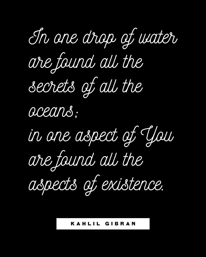 One Drop Of Water - Kahlil Gibran Quote - Literature - Typography Print 2 - Black Digital Art