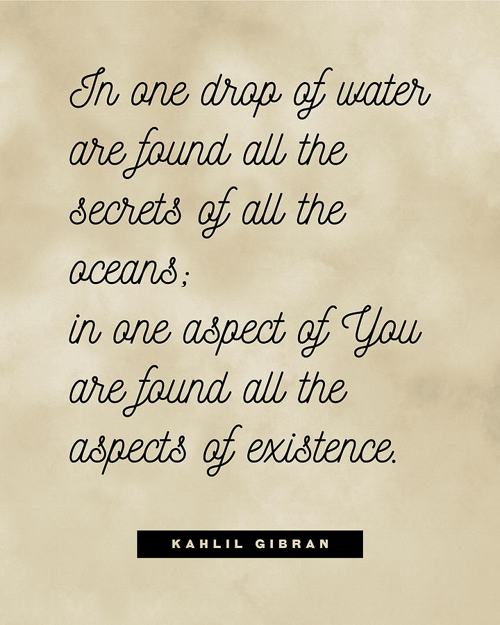 One Drop Of Water - Kahlil Gibran Quote - Literature - Typography Print 2 - Vintage Digital Art