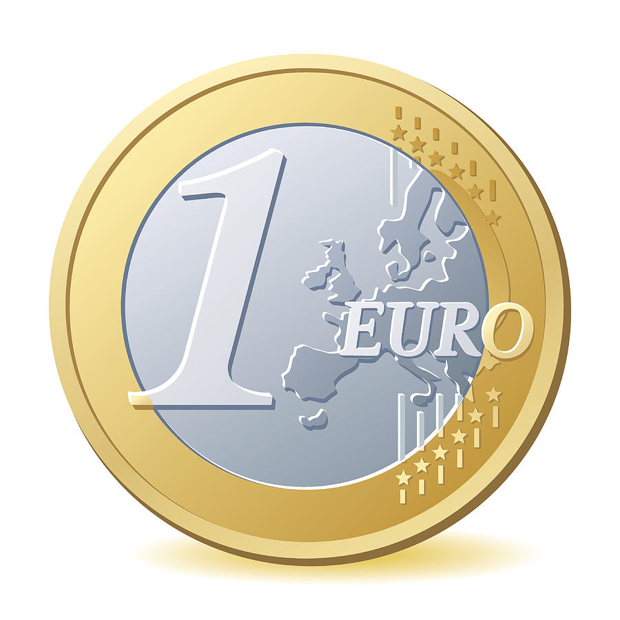 One Euro Coin Drawing by Daz2d