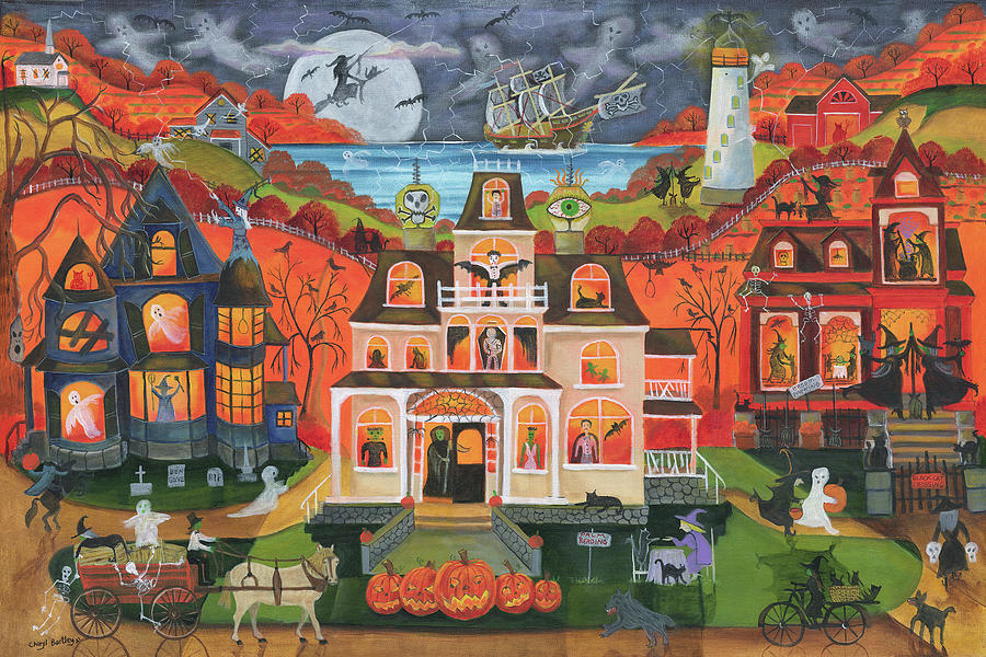 One Ghostly Halloween Night Painting by Cheryl Bartley - Fine Art America