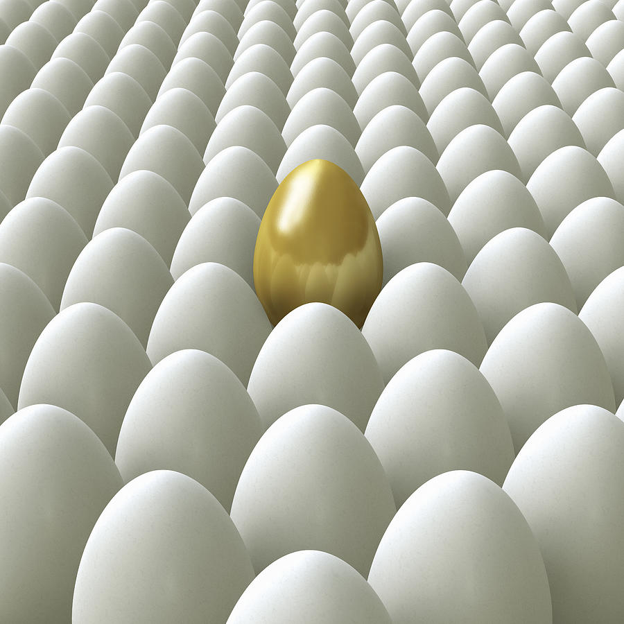 One Golden Egg in a crowd of white eggs Photograph by Artpartner-images