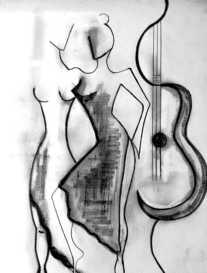 Jazz Digital Art - One Guitar by Bodo Vespaciano