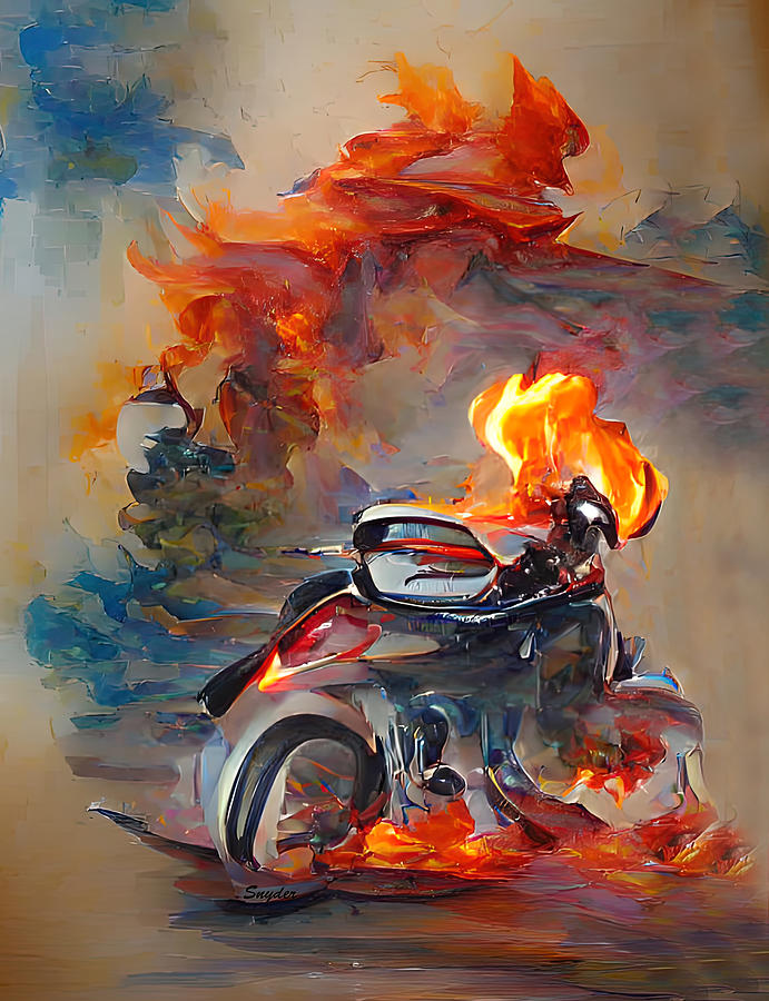 One Hell of a Ride Abstract Motorcycle Digital Art by Floyd Snyder