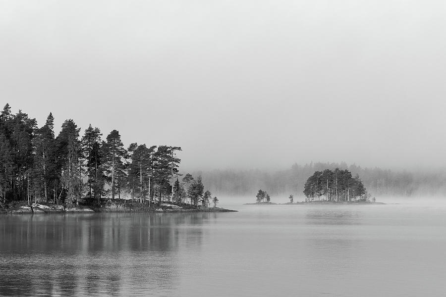 One lake one morning bw Photograph by Jouko Lehto