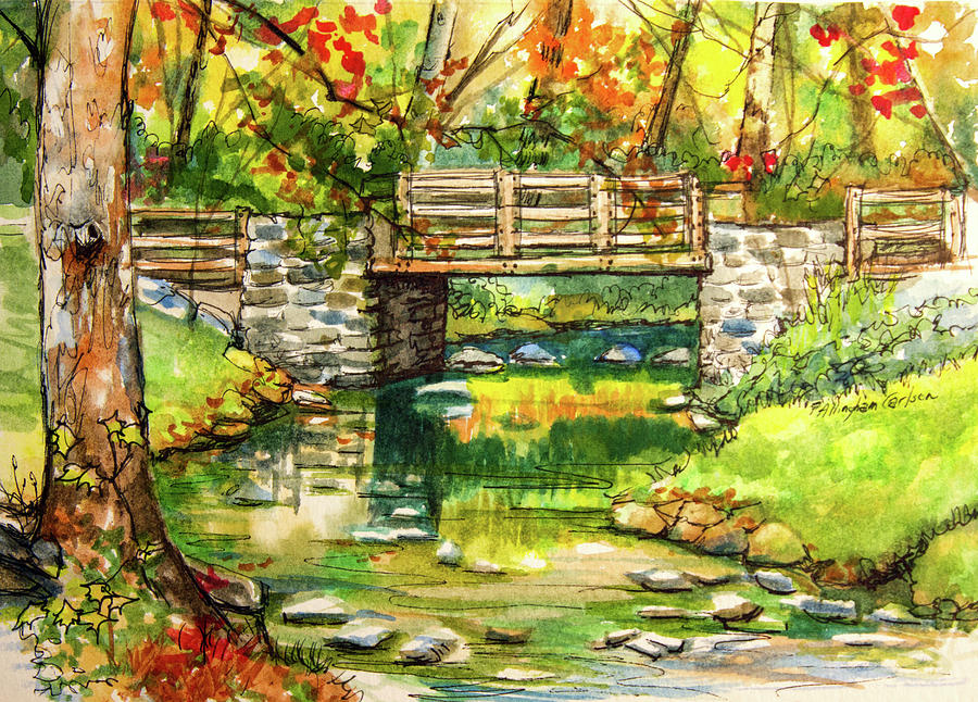 One Lane Bridge, Hatboro Painting by Patricia Allingham Carlson