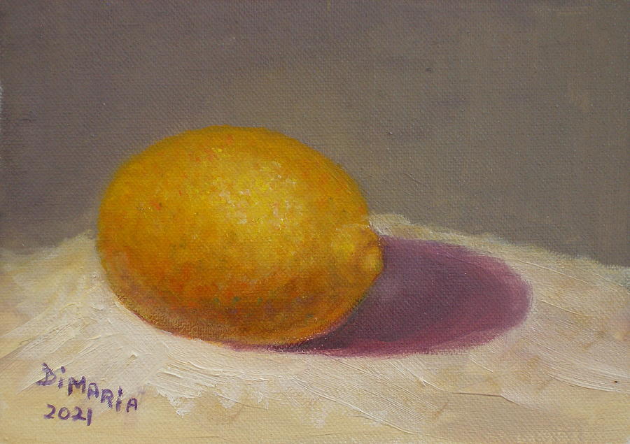 One Lemon on White Cloth Painting by Donelli  DiMaria