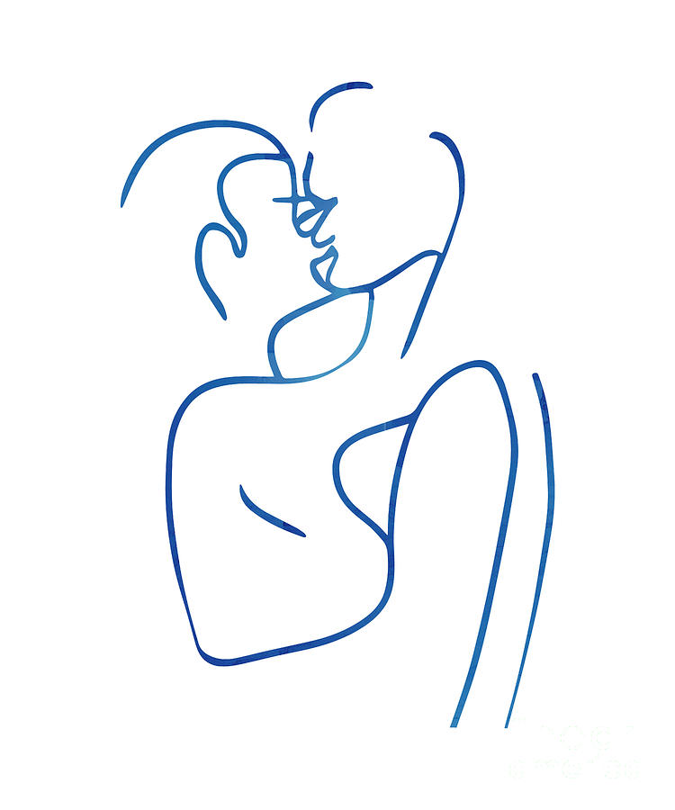 couple kissing line drawing Minimalist love and romantic idea