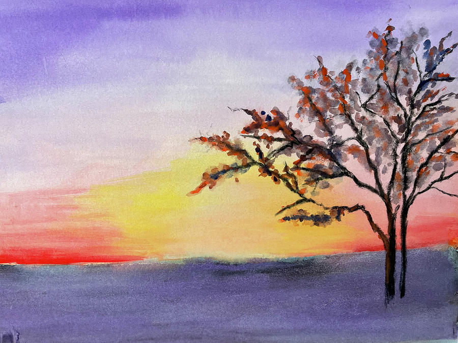 One Lonely Tree Painting by Karin Eisermann