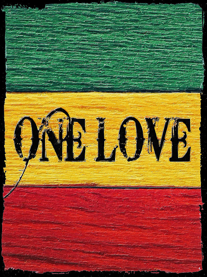 One Love Rastafari Jamaica Retro Vintage Painting by Tony Rubino