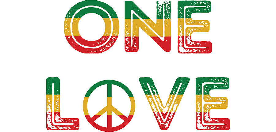 One Love Rasta Reggae Music Rastafarian Lover Jamaica Peace Digital Art