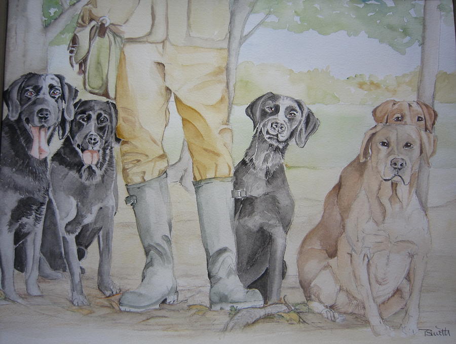 One Man And His Dogs Painting by Teresa Smith