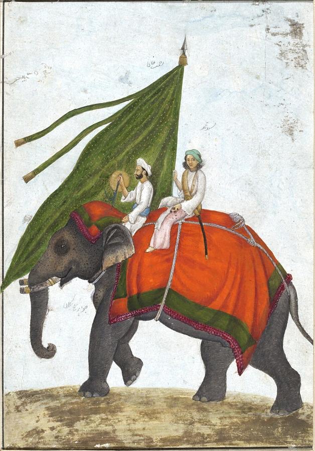Figures Painting - One of six figures from the Mughal emperors ceremonial procession on the occasion of the Id  by Khan  Mazhar Ali