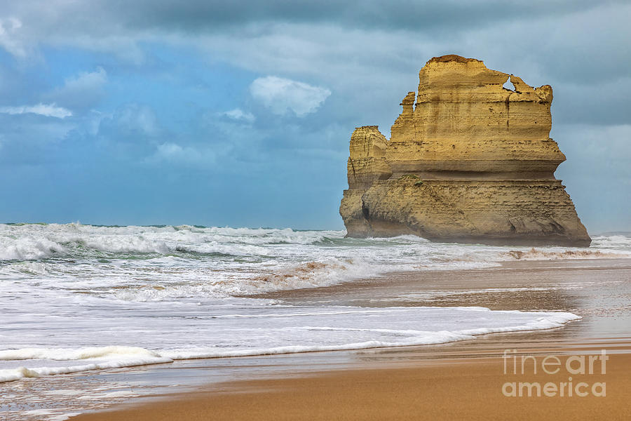 One of the Twelve Apostles on the Great Ocean Road, Australia. These limestone sea stacks are located along the shore line of Port Campbell National Park. Photograph by Jane Rix