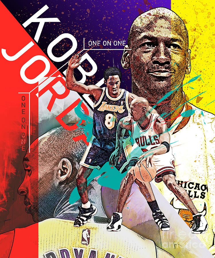 One on One Kobe vs Jordan Digital Watercolor Painting and Graphic ...