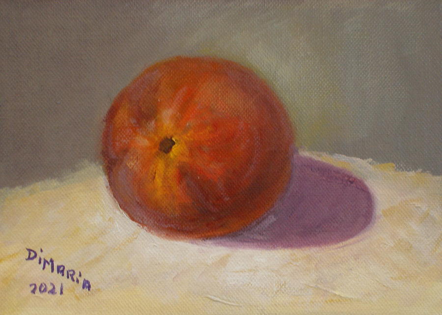 One Peach on White Cloth Painting by Donelli  DiMaria