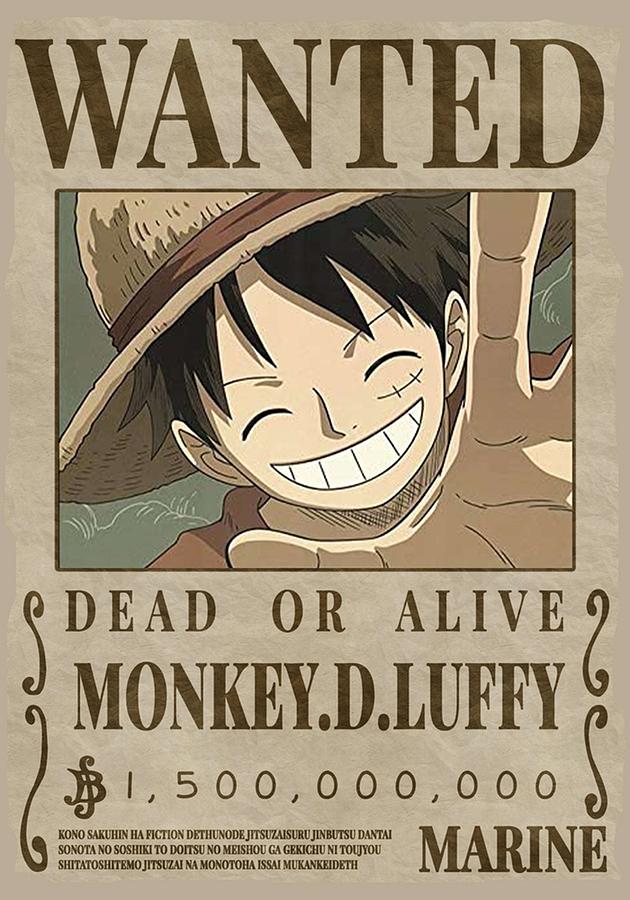 One piece Luffy Wanted Digital Art by Gene Bradford