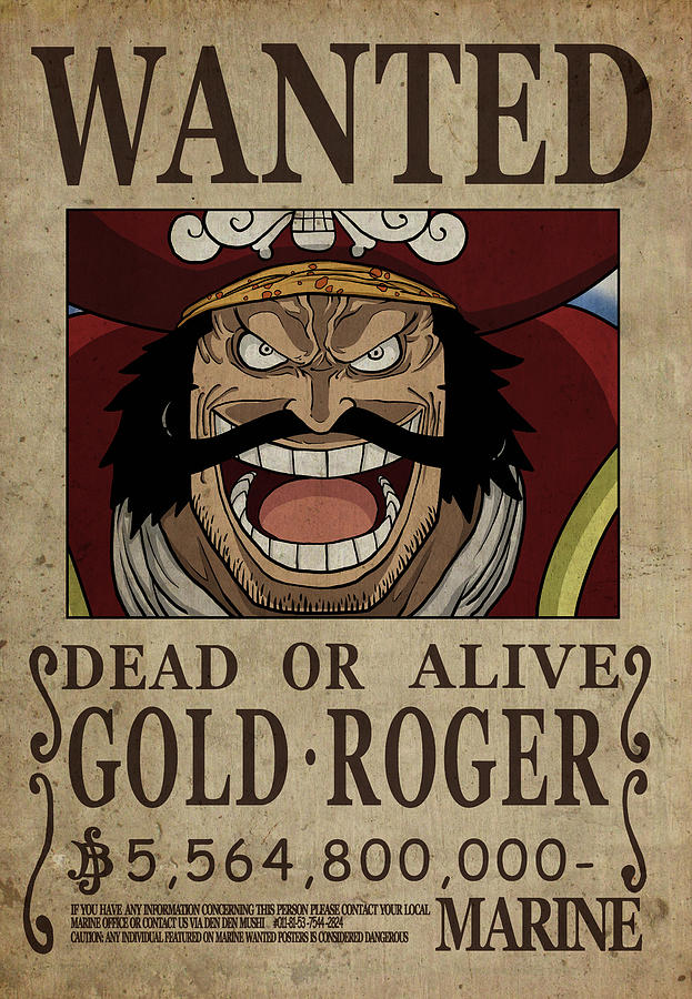 Bounty Gold Roger Wanted One Piece Digital Art by Anime One Piece - Pixels