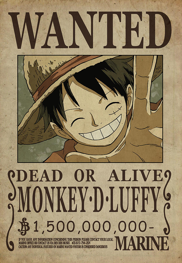 One Piece Wanted Poster - LUFFY Digital Art by Niklas Andersen