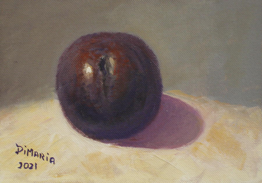 One Plum on White Cloth Painting by Donelli  DiMaria