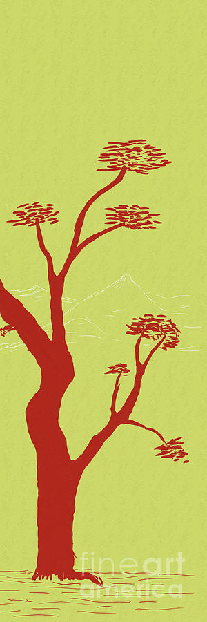 One Red Tree Drawing