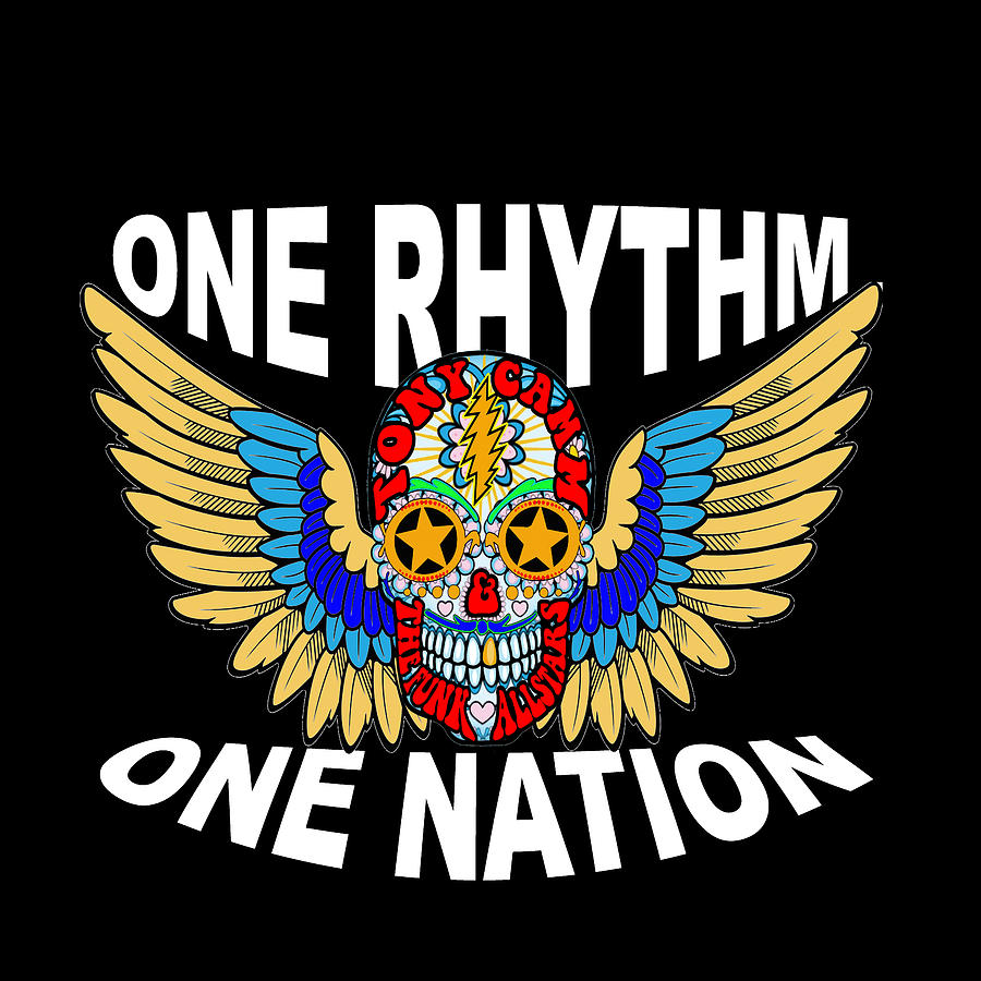 One Rhythm One Nation Skull and Wings Digital Art by Tony Camm