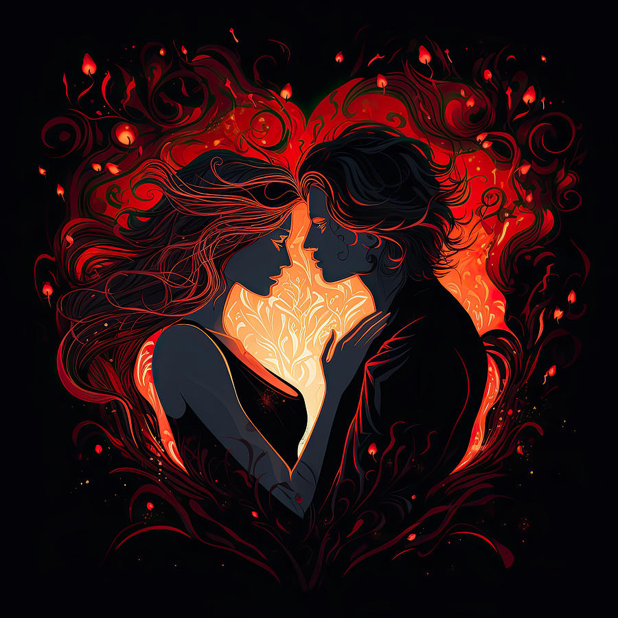 Twin Flame Painting - One - Soulmate Art by Lourry Legarde
