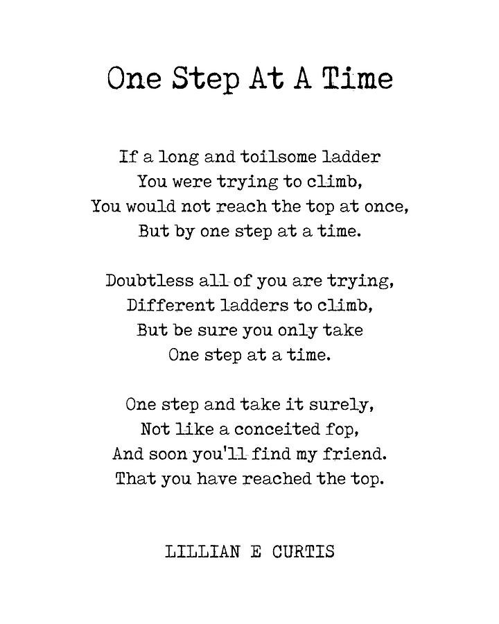 One Step At A Time - Lillian E Curtis Poem - Literature - Typewriter ...