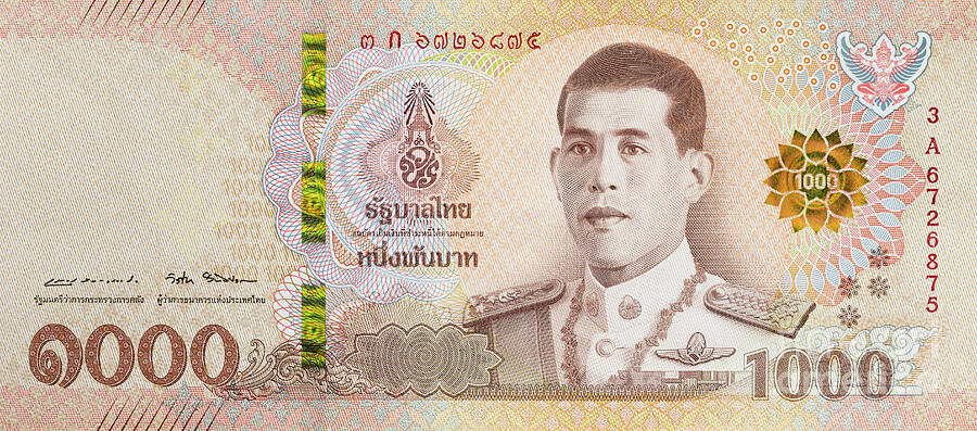 1000 Photograph - One thousand thai Baht note by Roberto Morgenthaler